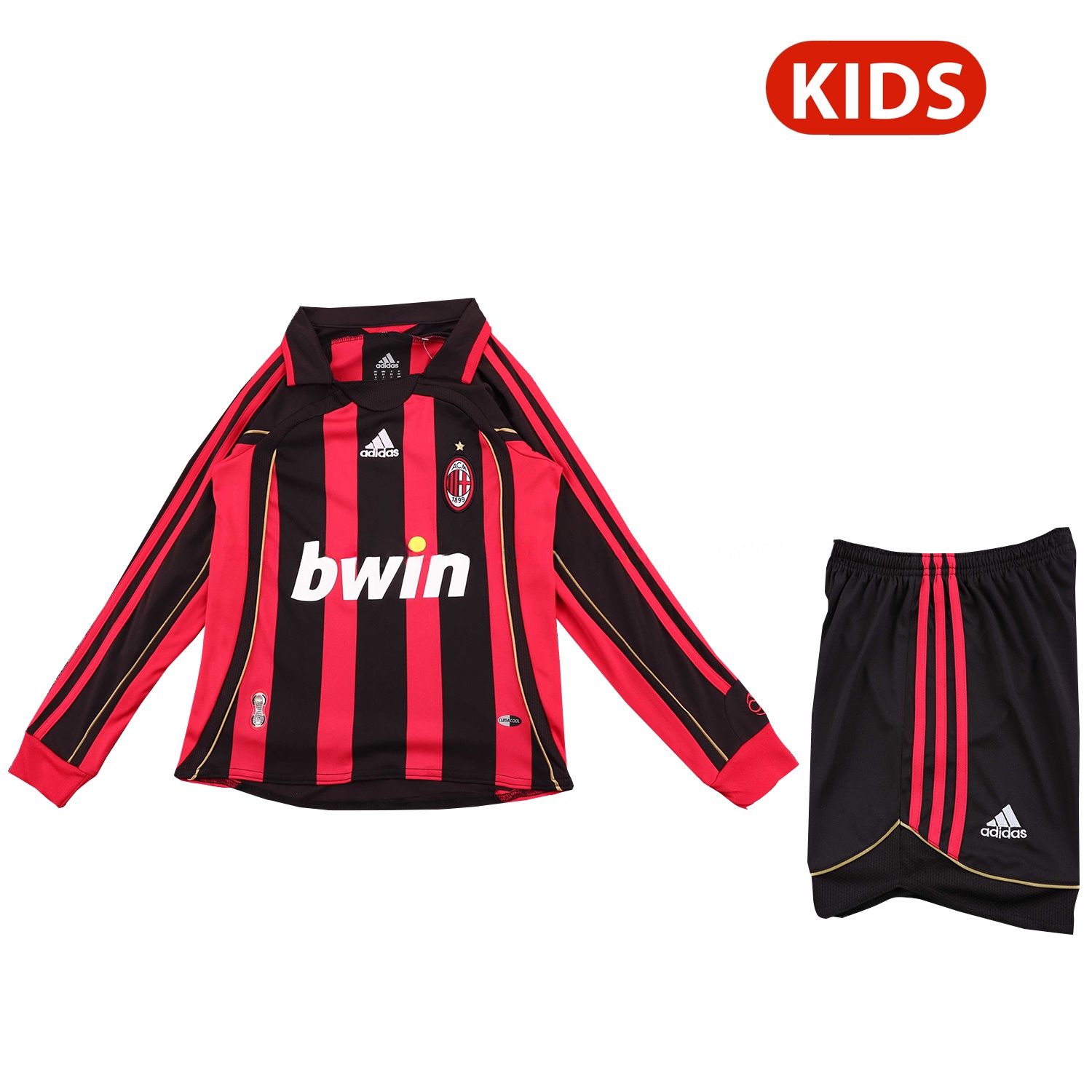 Retro AC Milan 2006-07 Home Long Sleeves Kids Kit - UnitedFutballJersey