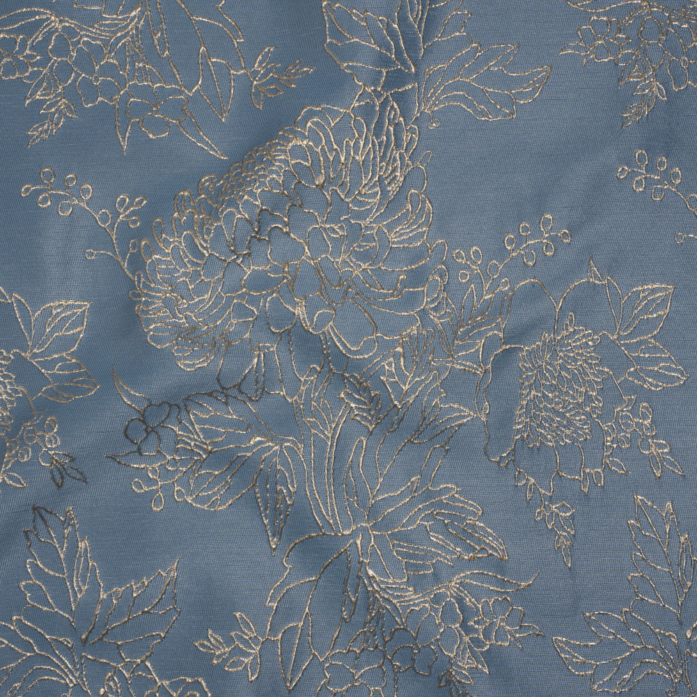 Metallic Brocade - Country Blue and Gold Illustrated Garden - Joann Fabrics