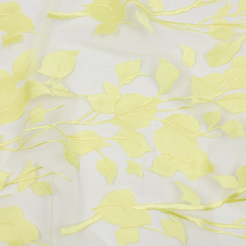 Embroidered Tulle Lace - Lemon Leafy Branches - Magnolia Collection - Joann Fabrics