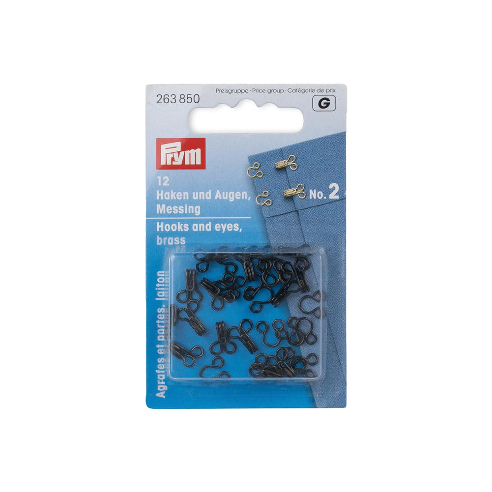Prym Hooks & Eyes - Black Size 2 - 12 Sets - Joann Fabrics