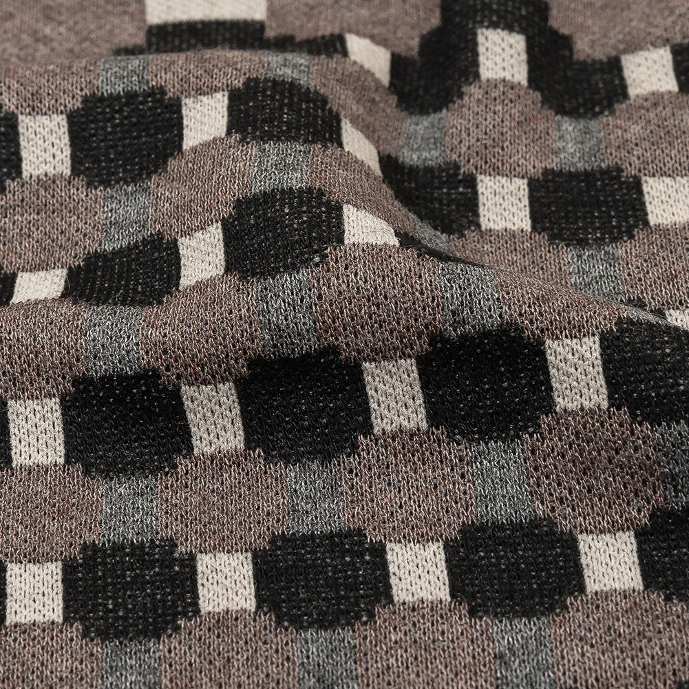 Brown, Black and Gray Squares and Plus Signs Cotton and Polyester Jacquard Knit Panel - Joann Fabrics