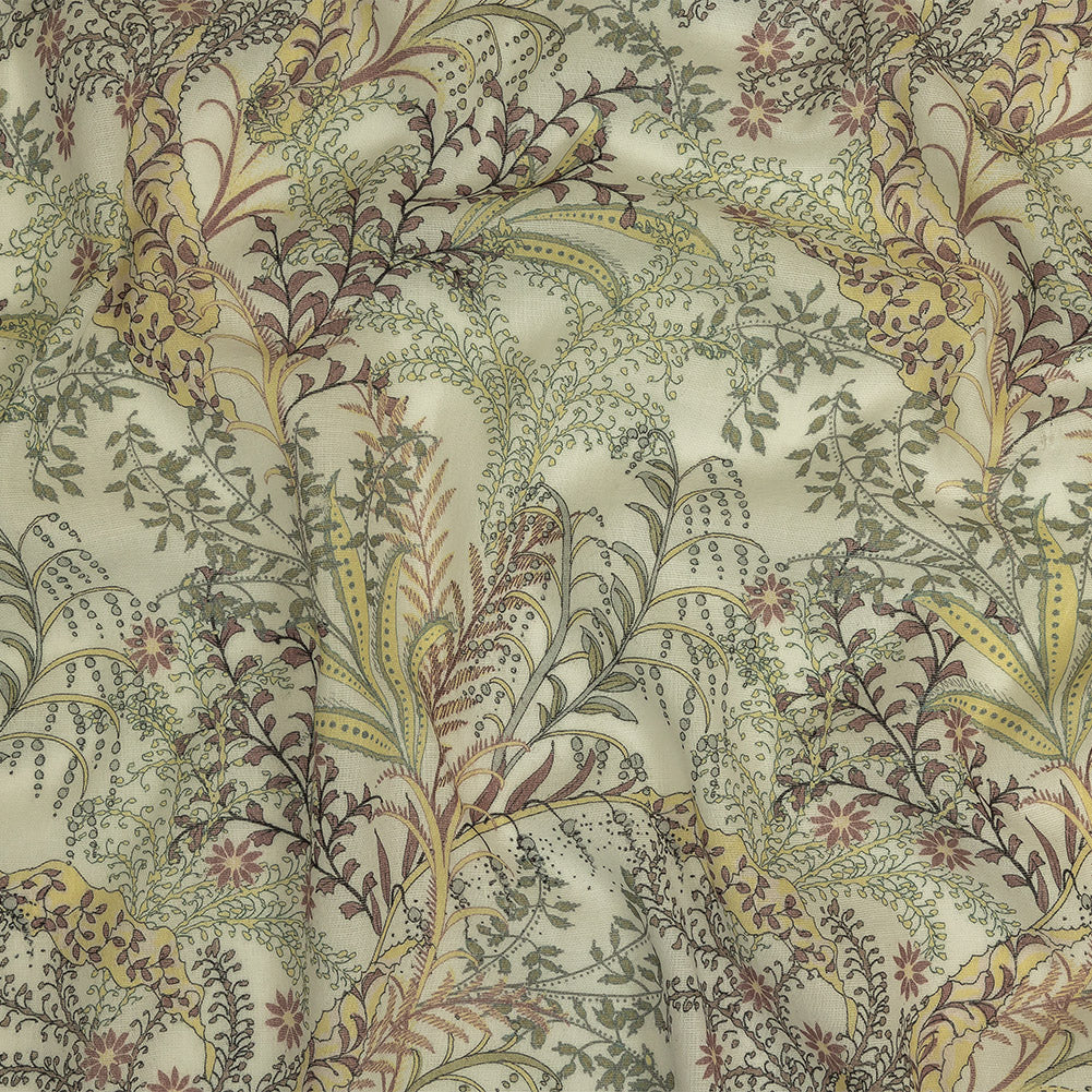 Cotton Gauze - Tea Green Plants and Florals - Mood Exclusive Storybook Illustrations Print - Joann Fabrics