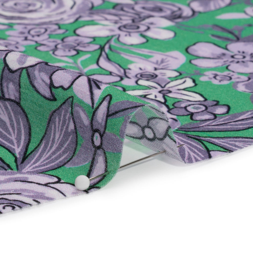 Crinkled Cotton Gauzy Woven Print - Lilac and Green Floral - Mood Exclusive Floral Farewell - Joann Fabrics