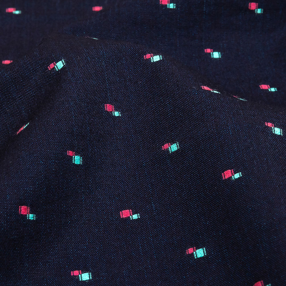 Evening Blue, Pink and Dusty Turquoise Squares Cotton Jacquard Shirting - Joann Fabrics
