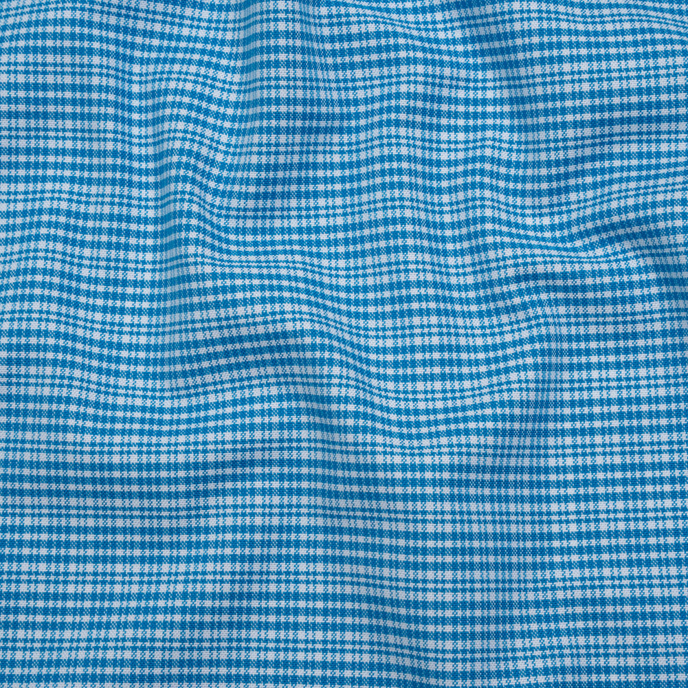 Cotton Oxford Shirting - Bright Blue and White Plaid - Designer Deadstock - Joann Fabrics