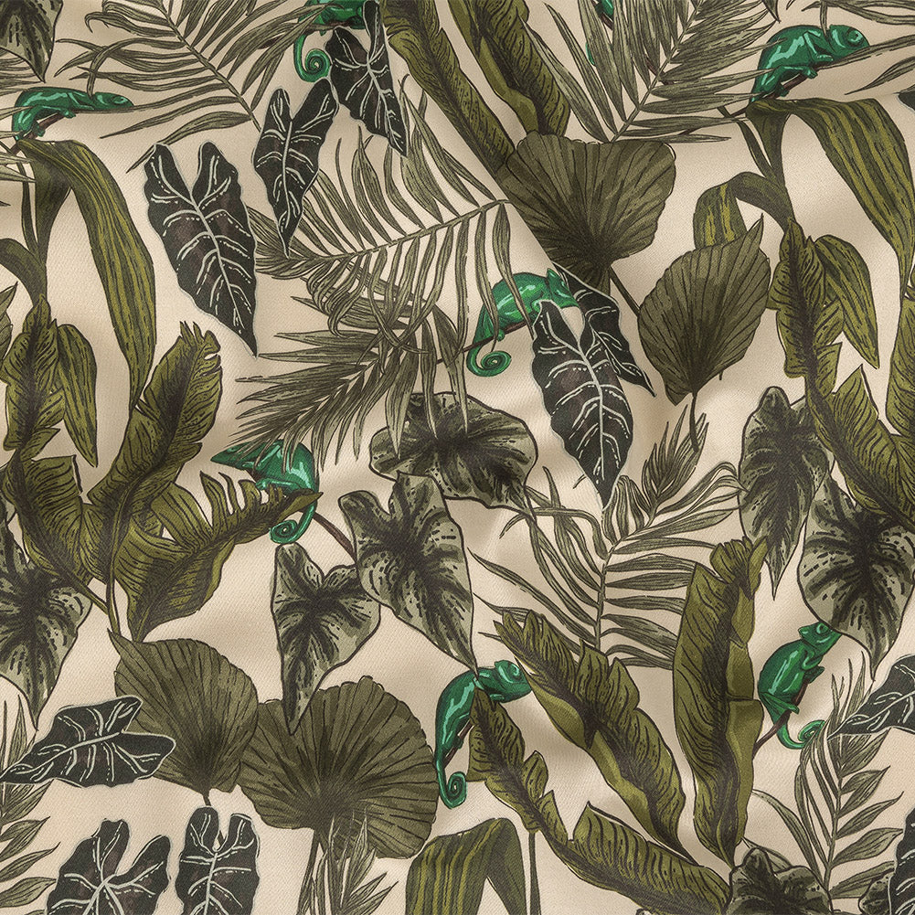 Stretch Cotton Sateen - Green Foliage - Botanical Curiosity Print - Mood Exclusive Key Largo Collection - Joann Fabrics