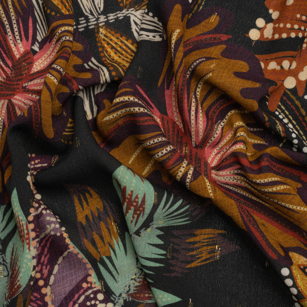 Mood Exclusive To the Tropics Metallic Dotted Crinkled Viscose Crepe - Joann Fabrics