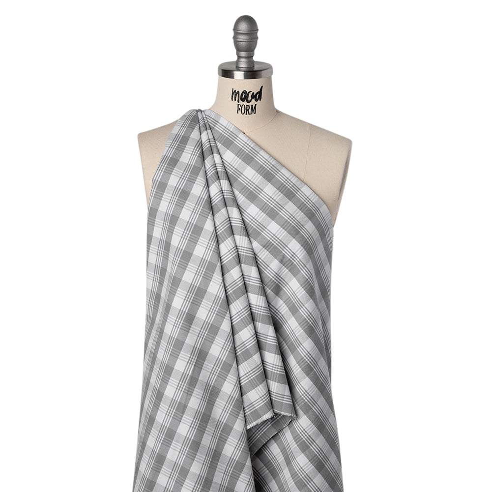 Cotton Oxford Shirting - Gray and White Plaid - Deadstock - Joann Fabrics