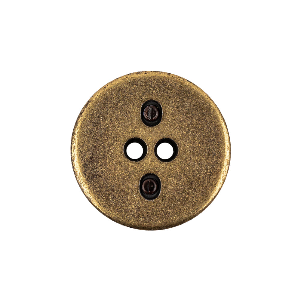Italian Seal Brown and Brass Metal and Leatherette Button - 36L/23mm - Joann Fabrics