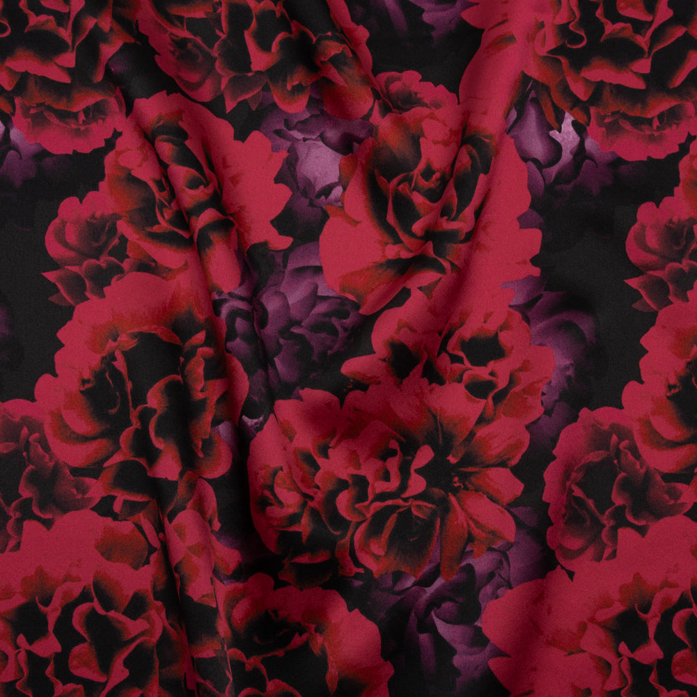 Silk Charmeuse 19mm - Red and Purple Roses - Joann Fabrics