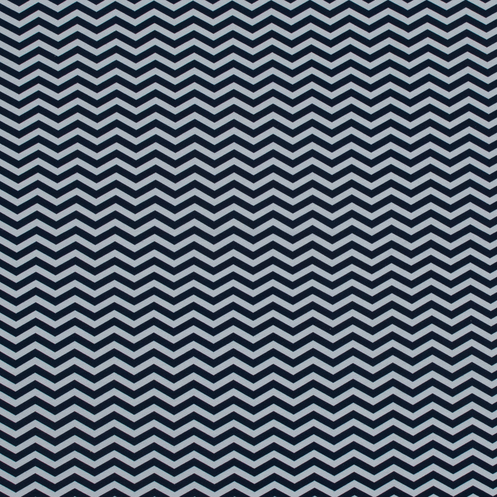 Navy and White Zig Zag Printed Cotton Jersey - Joann Fabrics