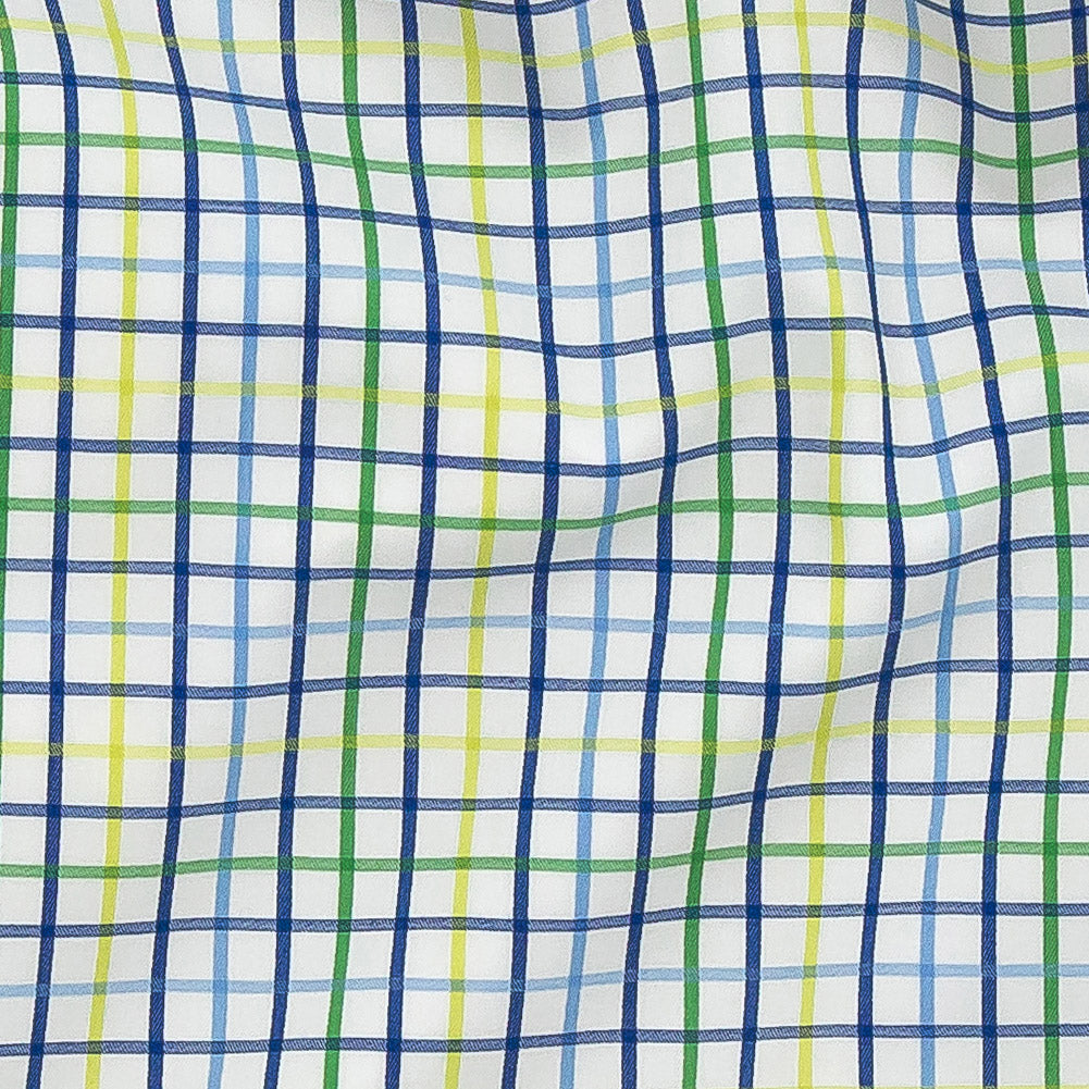 Premium Gradient Green and Olympian Blue Checkered Cotton Shirting - Joann Fabrics