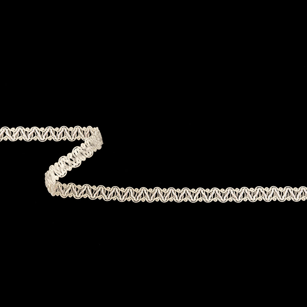 White Asparagus and Iridescent Zig Zags Gimp Braided Trim - 0.375