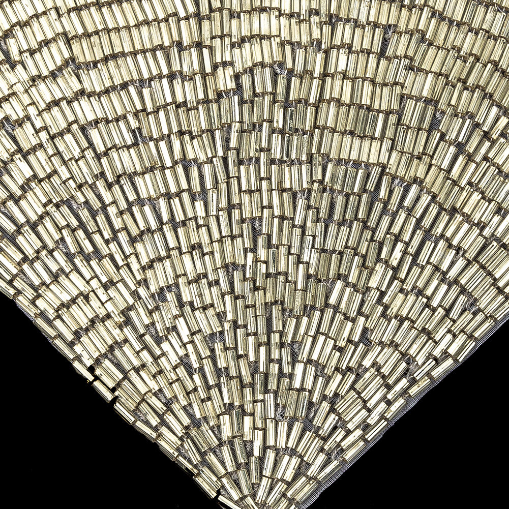 Vintage Silver-lined Beaded Fan Applique - 4.375