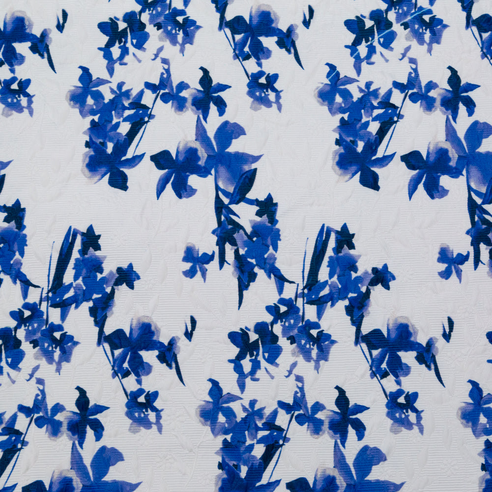 Optic White and China Blue Floral Jacquard - Joann Fabrics