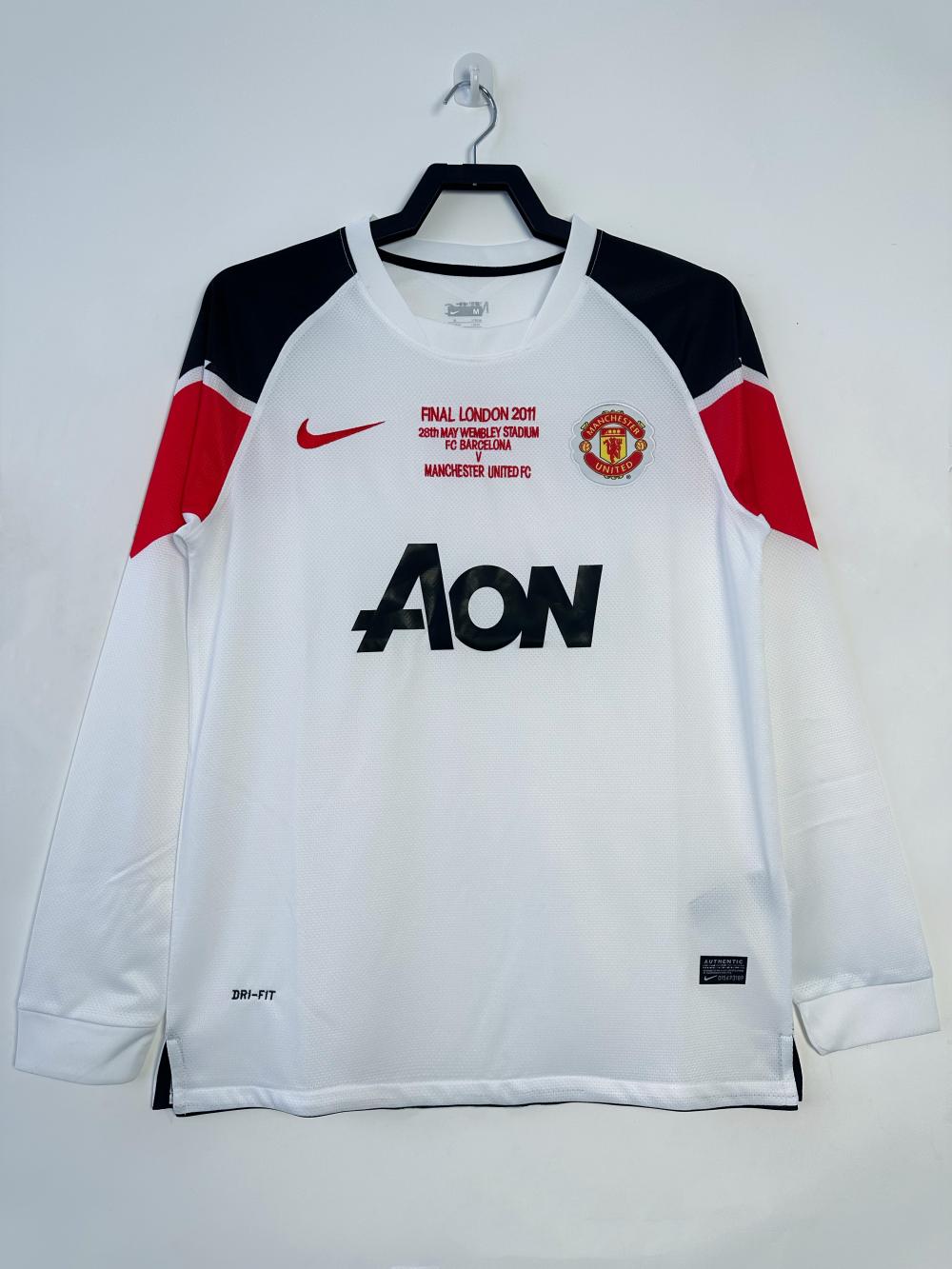 2010/2011 Retro Long Sleeve Manchester United Away Football Shirt 1:1 Thai Quality（Champions League version）