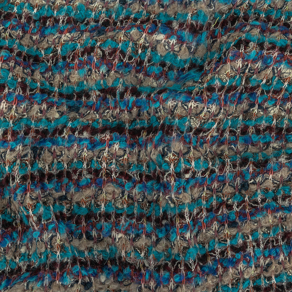 Turquoise, Blue, and Gray Loopy Wool Sweater Knit - Joann Fabrics