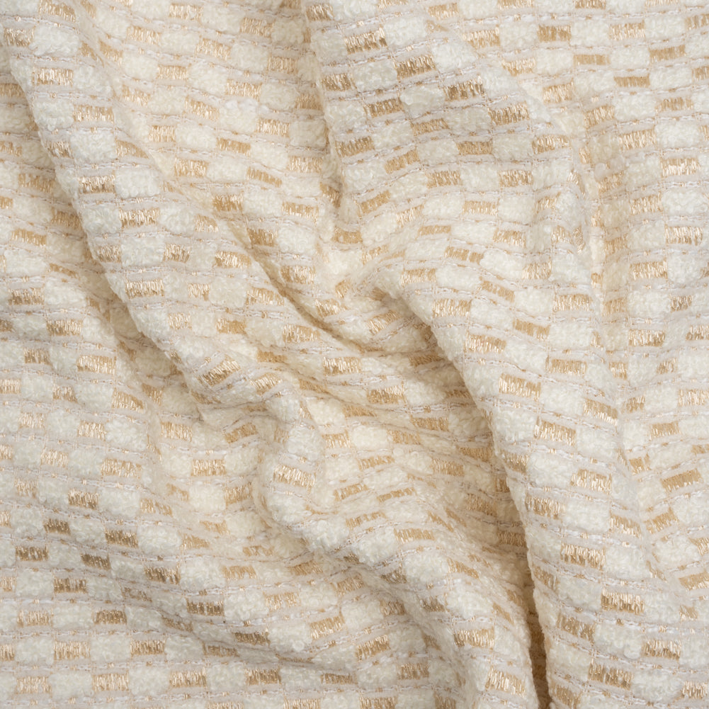 Pearl and White Luminous Checks Upholstery Boucle - Joann Fabrics