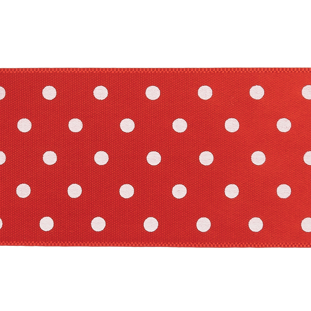 Red and White Polka Dot Satin Ribbon - 1.5