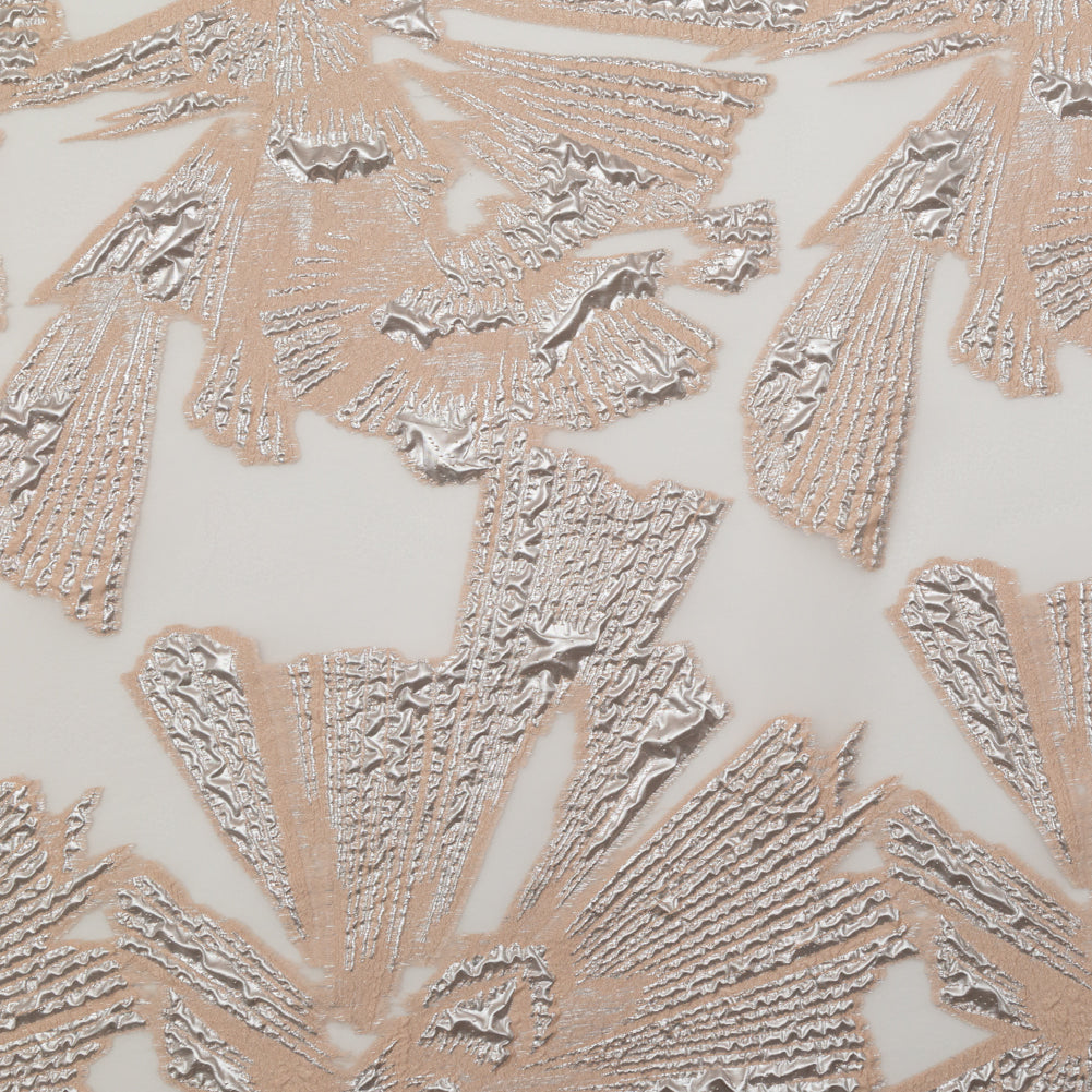 Metallic Silver and Peach Large-Scale Burnout Floral Luxury Brocade - Joann Fabrics