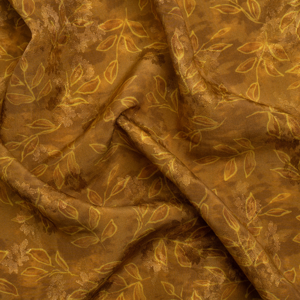 Floral Viscose Jacquard Print - Brown Tie Dye and Leaves - Mood Exclusive Little Sprigs - Joann Fabrics