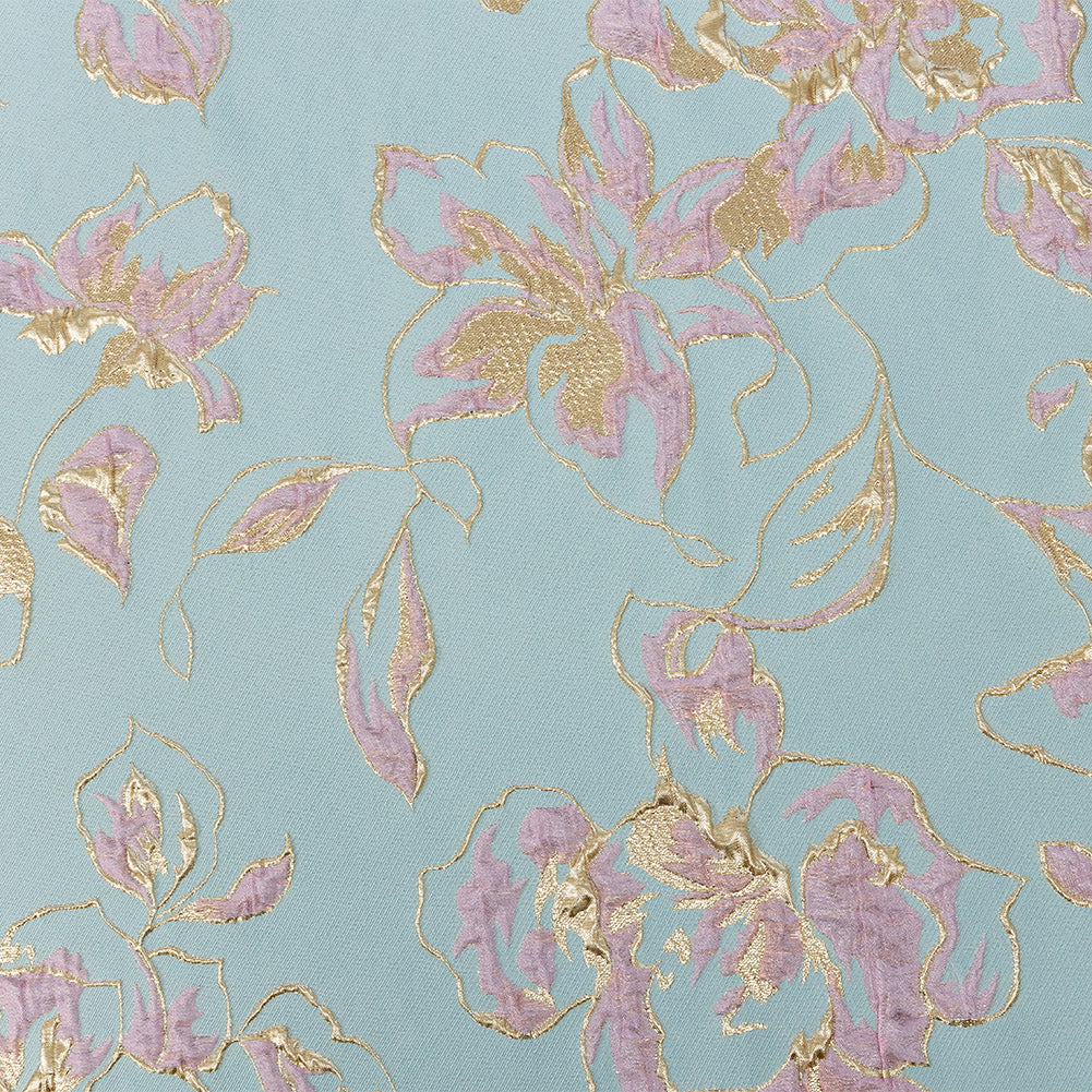 Metallic Gold, Aqua and Orchid Pink Floral Luxury Brocade - Joann Fabrics