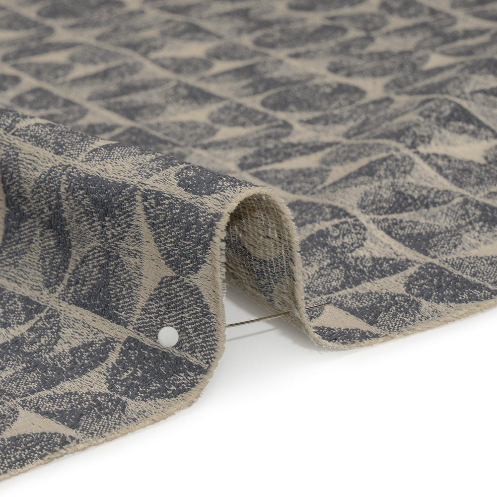 Circles and Slices Recycled Polyester and Cotton Drapery Jacquard - Denim - British Imported - Joann Fabrics