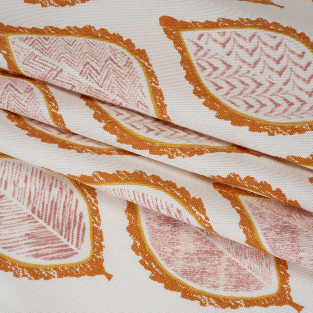 Cotton Canvas Print - Tangerine Textured Leaves - British Imported - Joann Fabrics