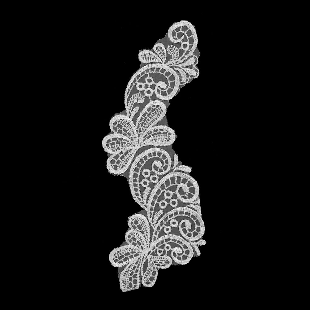 White Embroidered Left-Side Organza Applique - 9