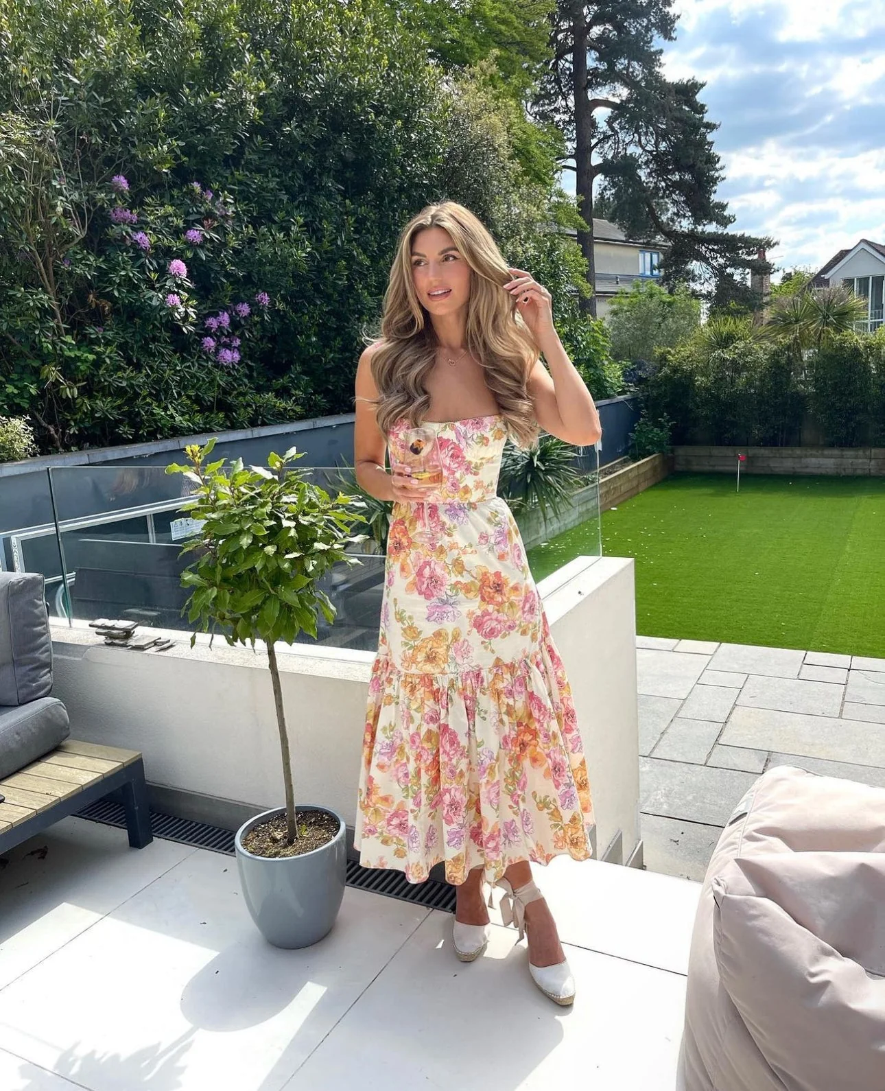 House Of CB Elia Ivory Floral Midi Sundress