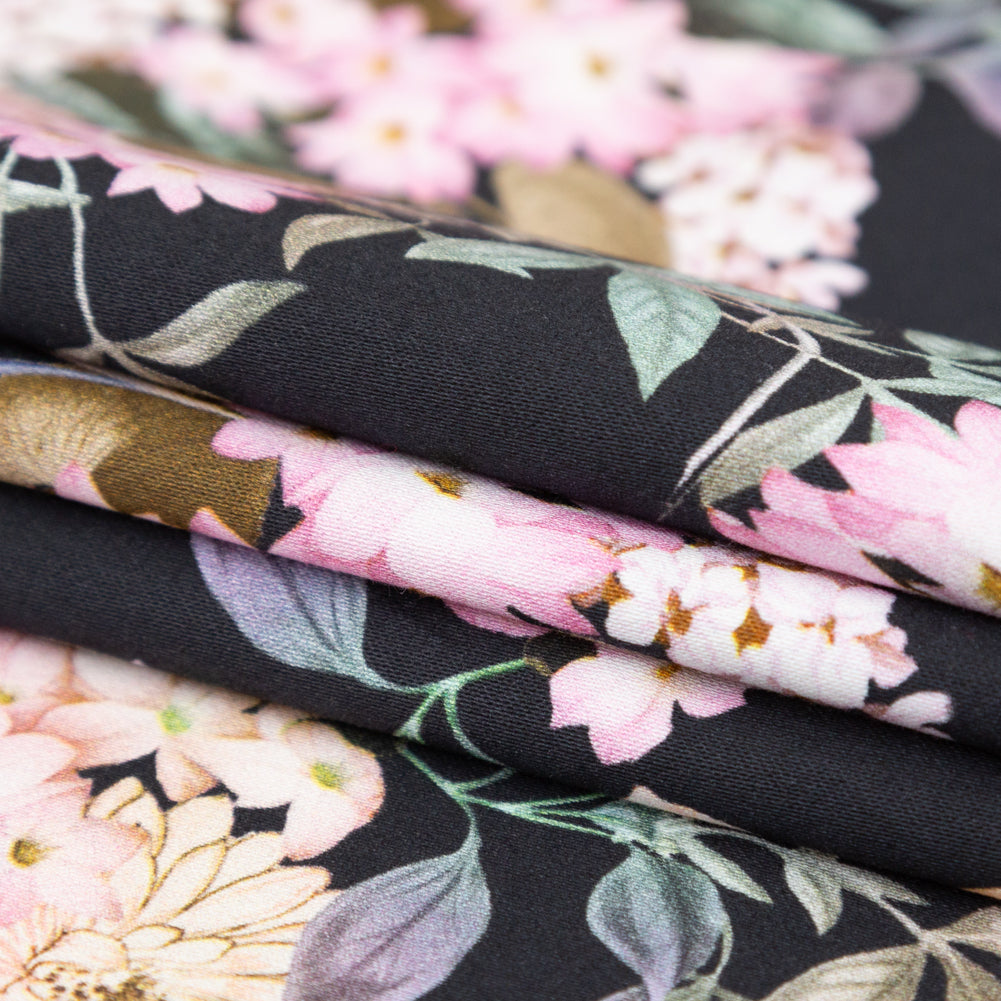 Stretch Cotton Sateen - Black Beauty Floral - Trifling Thoughts Print - Mood Exclusive Kenko Collection - Joann Fabrics