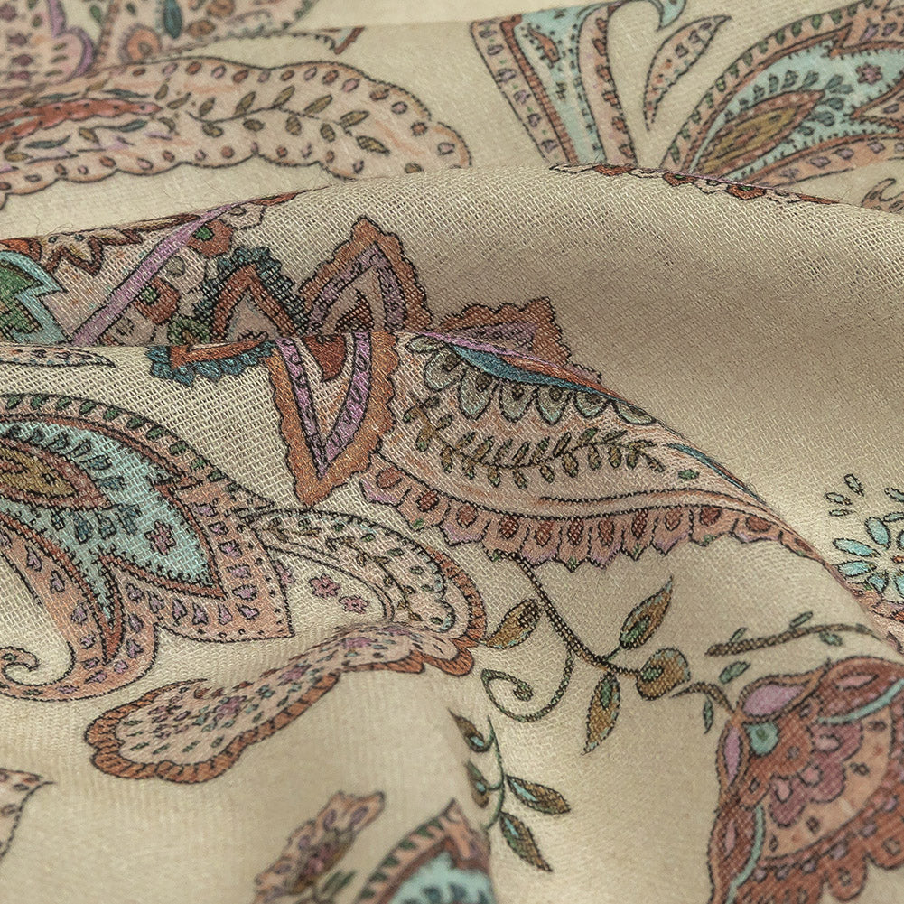 Cotton Gauze - Beige and Pink Paisley - Mood Exclusive Ask Alice Print - Joann Fabrics