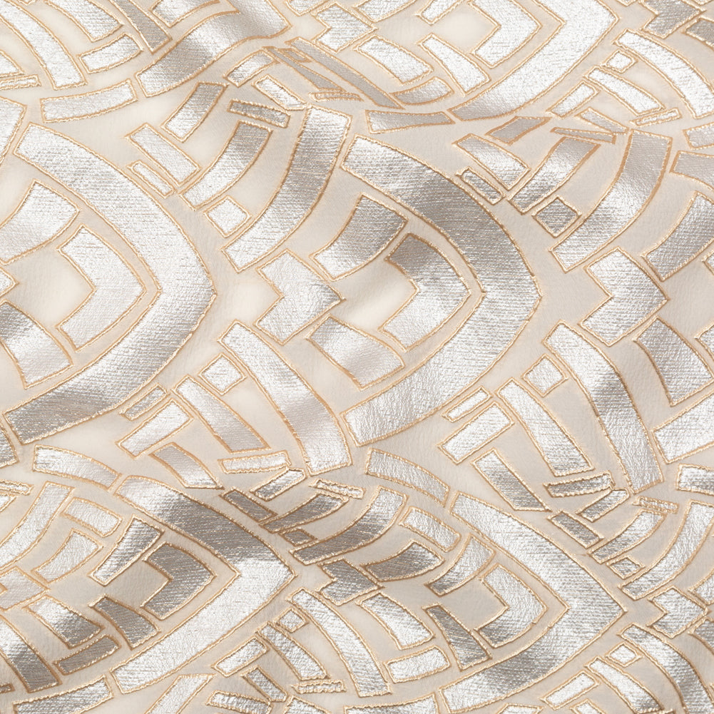Metallic Gold, Silver and Ecru Geometric Luxury Brocade - Joann Fabrics