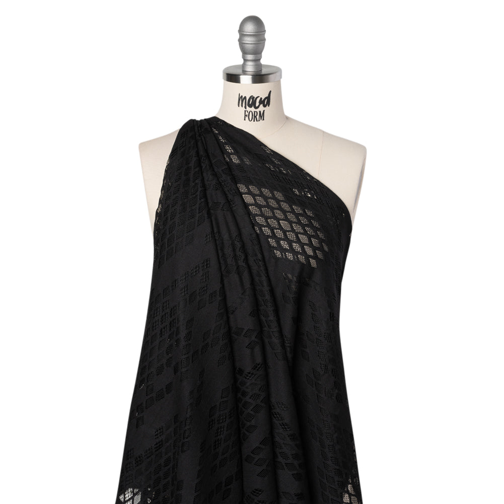 Raschel Lace with Eyelash Fringe Edges - Black Diamond Argyle - Joann Fabrics