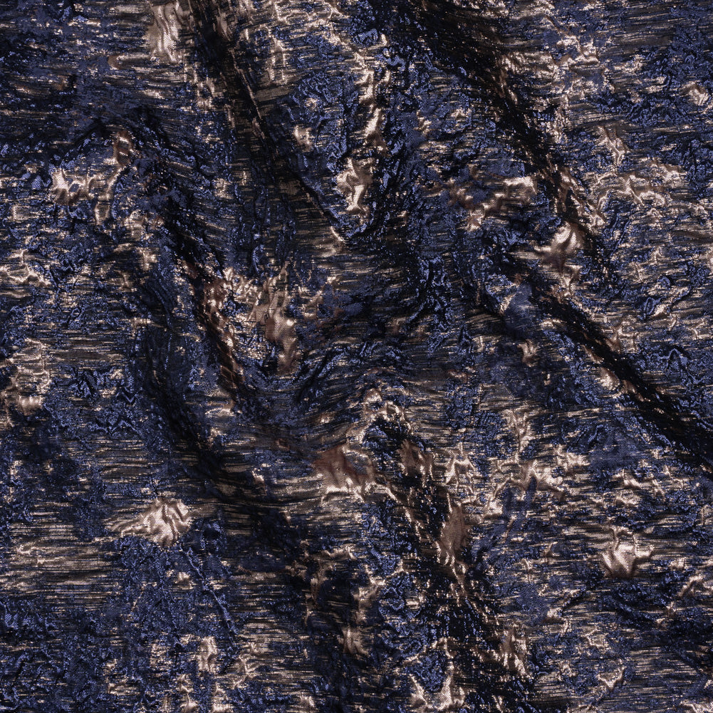 Metallic Brocade - Navy and Rose Gold Abstract Sponge Texture - Joann Fabrics