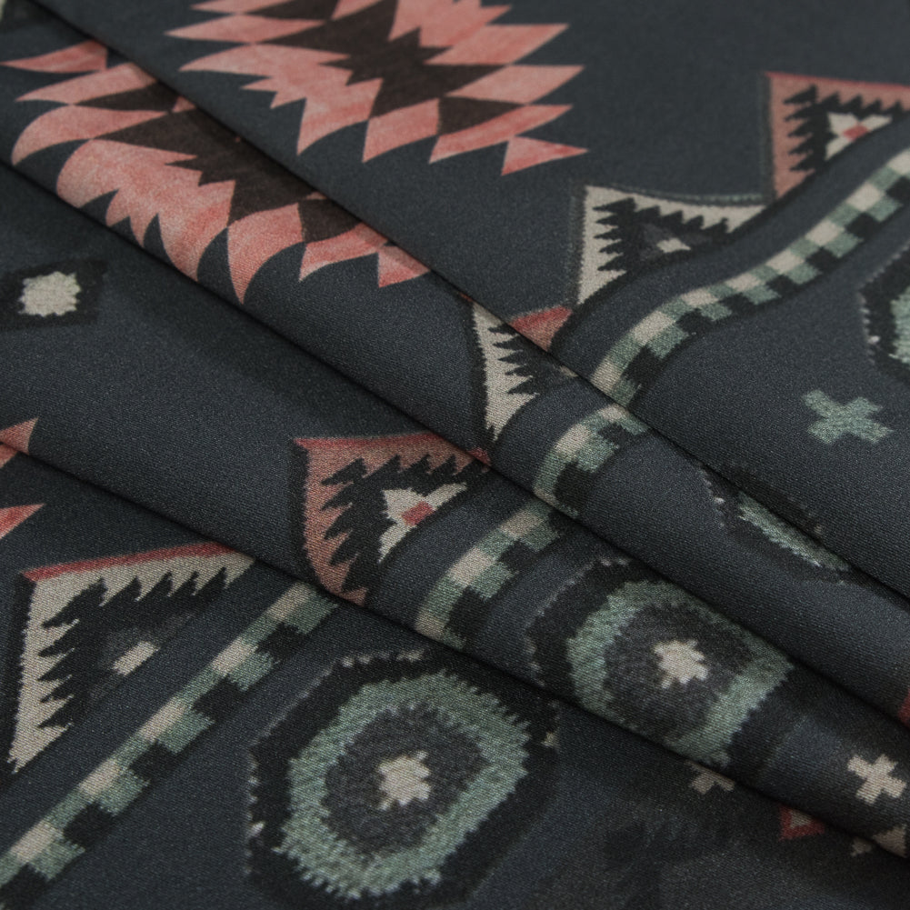 Stretch Cotton Sateen - Charcoal and Pink Geometric Stripes - Wholeness of Stability Print - Mood Exclusive Key Largo Collection - Joann Fabrics