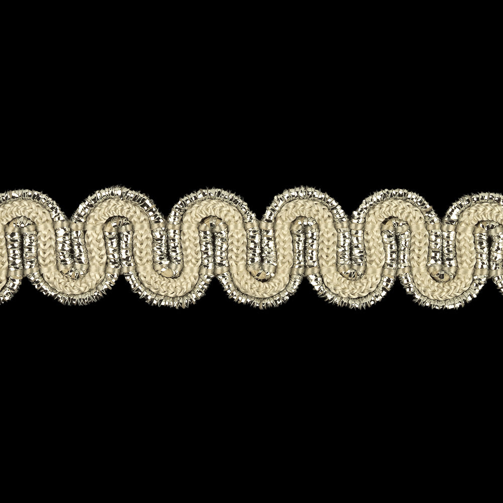 Sugar Swizzle and Metallic Silver Waves Gimp Braided Trim - 0.5