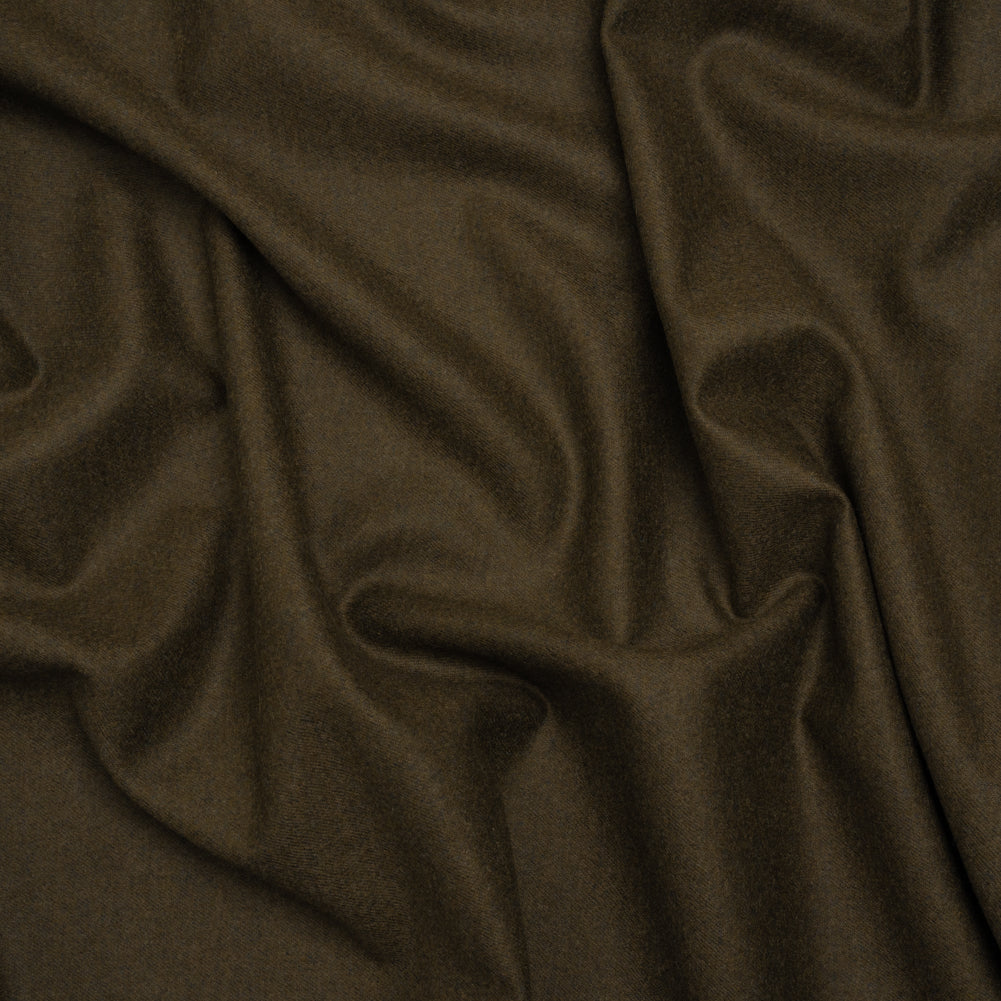 Brushed Wool Twill Suiting Made in Italy - Heathered Olive Green - Deadstock - Joann Fabrics