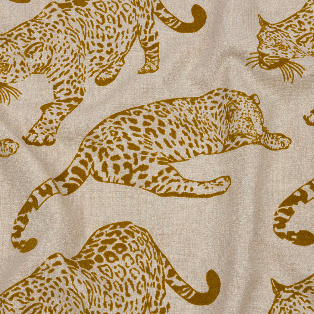 Flocked Polyester Drapery Woven - Sand Jaguars - British Imported - Joann Fabrics