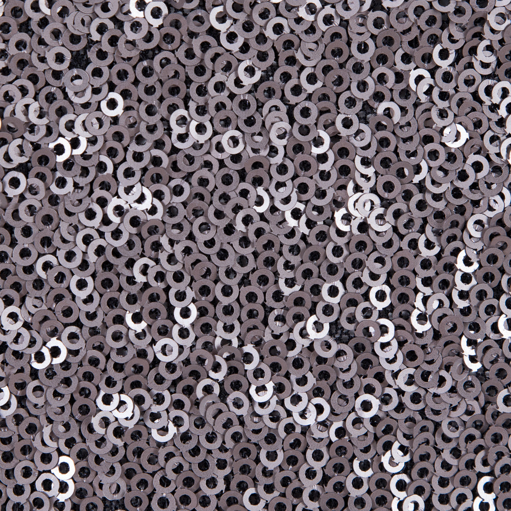 Phillip Lim Silver All Over Sequins on a Black Stretch Mesh - Joann Fabrics