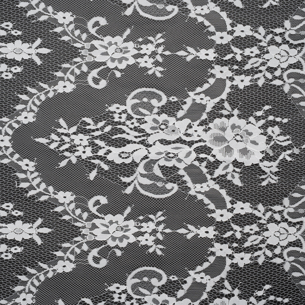 Nylon Raschel Lace - White Fancy Floral with Scalloped Borders - Joann Fabrics
