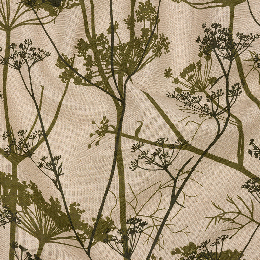 Cotton and Linen Canvas Print - Olive Chervil Silhouettes - British Imported - Joann Fabrics