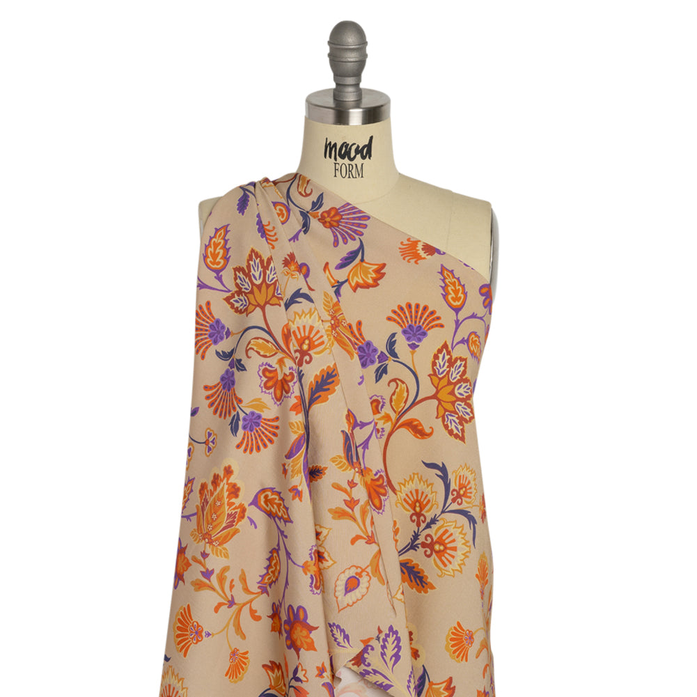 Mood Exclusive Beige Nutmeg Meadow Sustainable Viscose and Polyester Twill - Joann Fabrics
