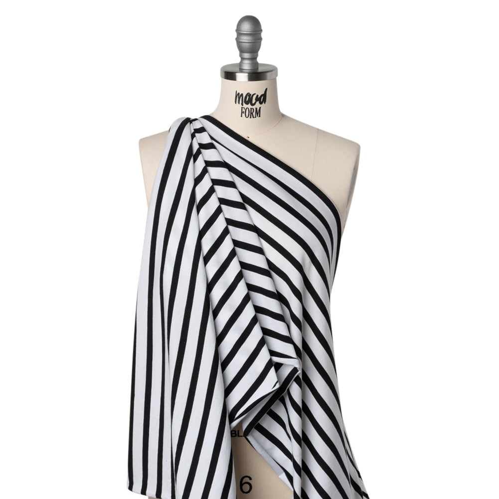 Cotton and Polyester Jersey - Black and White Stripes - Deadstock - Joann Fabrics