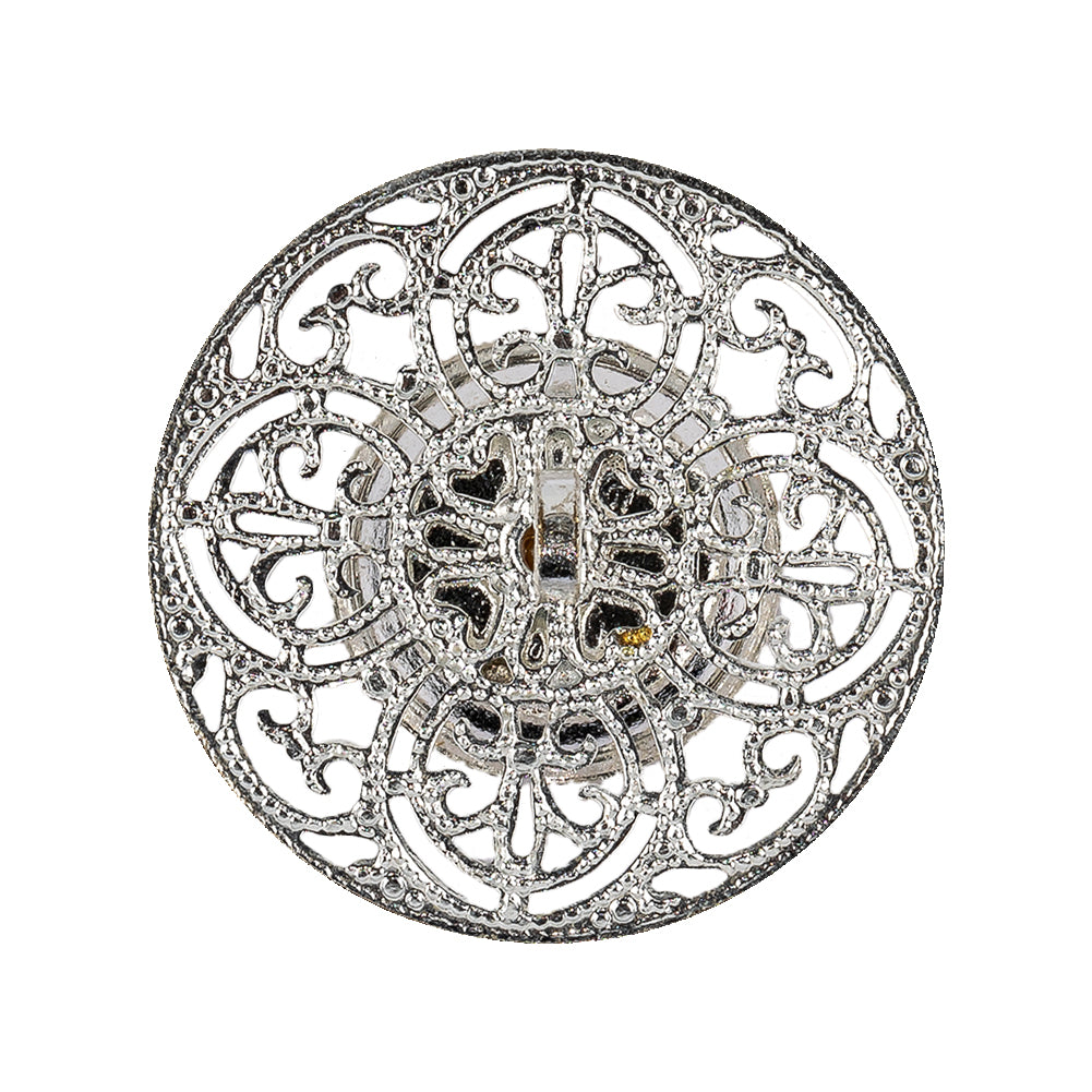 Vintage Swarovski Pearl and Silver Metal Open Framework Rhinestone Button - 44L/28mm - Joann Fabrics