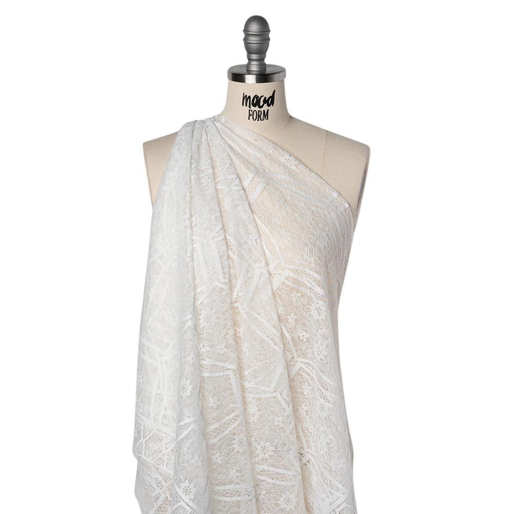 Raschel Lace Panel with Finished Edges - Ivory Geometric and Floral - Joann Fabrics