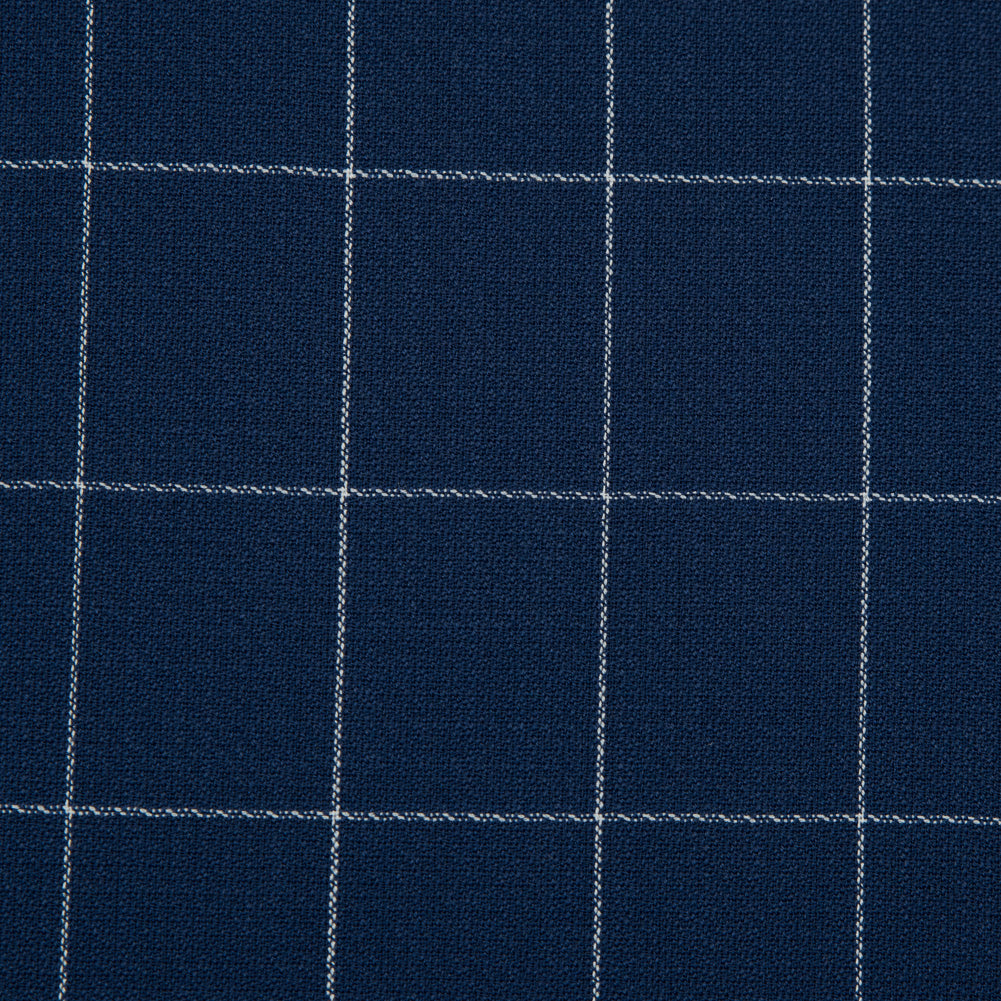 Super 150 Spill Repellent Wool Suiting - Blue and White Windowpane Check - Joann Fabrics