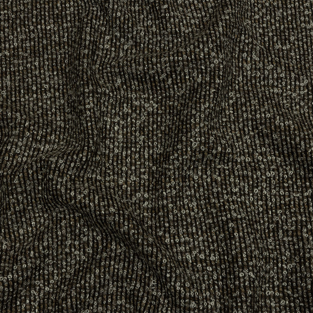 Famous Designer White, Brown and Taupe Striped Blended Wool Knit Boucle - Joann Fabrics