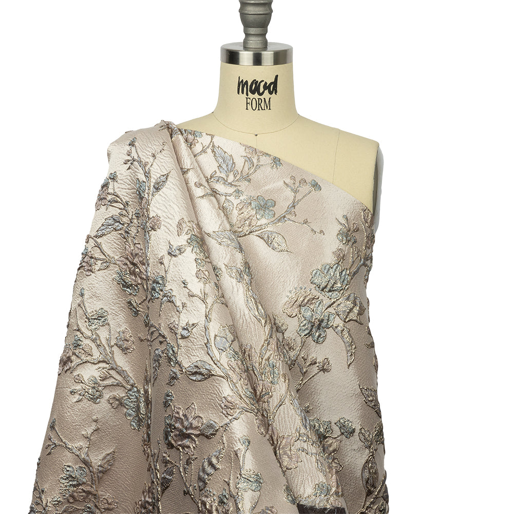 Metallic Pastel Pink and Light Blue Flowering Vines Luxury Brocade - Joann Fabrics