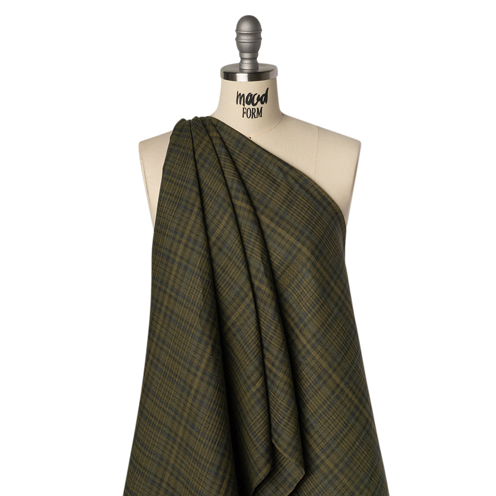 Medium Weight Linen Woven - Olive, Evergreen and Black Plaid - Joann Fabrics